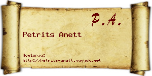 Petrits Anett névjegykártya